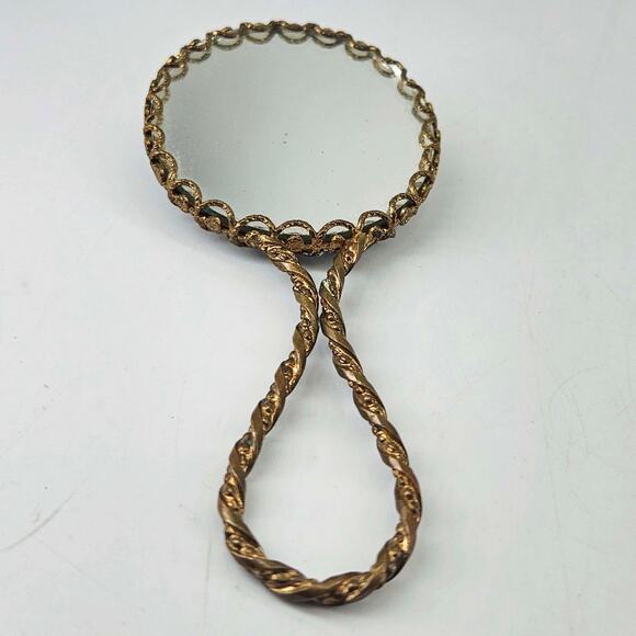 Vintage Hand Held Mirror porcelain Courting Couple Fragonard - Picture 3 of 4